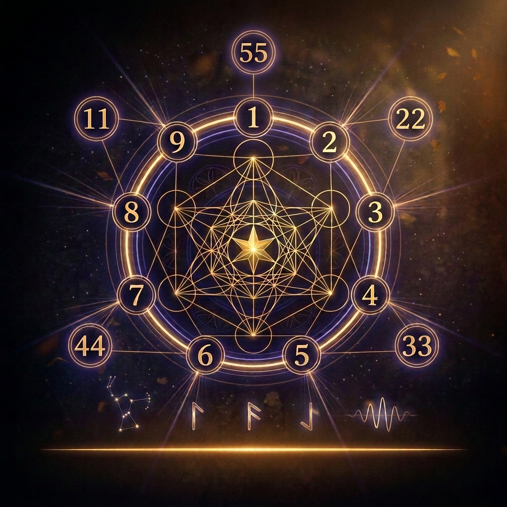 Numerology wheel featuring number fifty-five